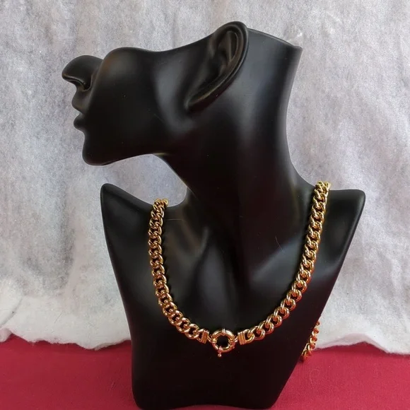 Cuban Chain Necklace With Sailor Clasp 24 K Gold Filled  Unisex! - Picture 4 of 11